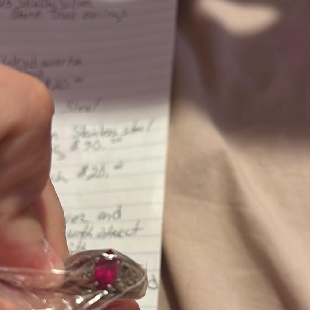 Silver Ring with Pink Gemstone